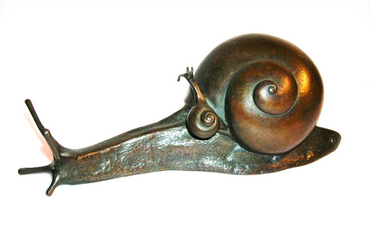 This snail is a Japanese okimono or 'ornament for display'